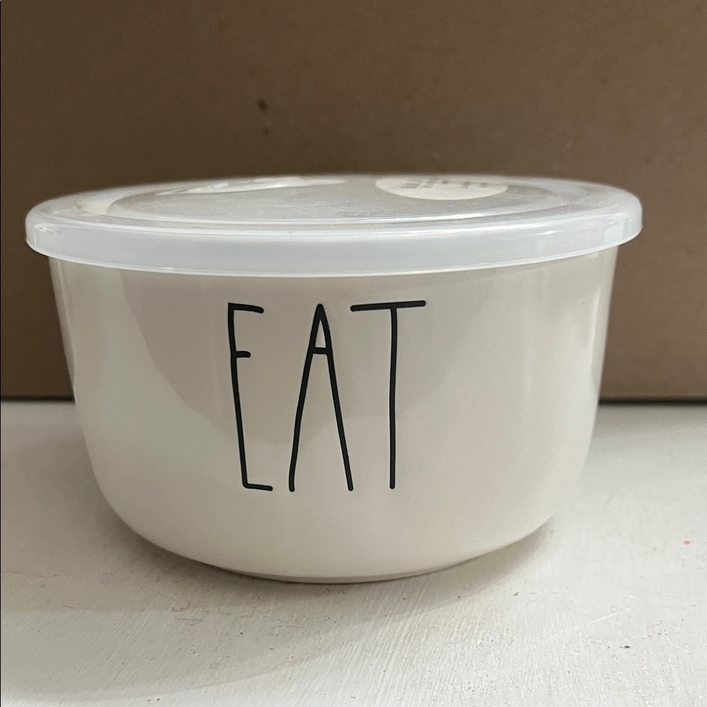 Rae Dunn White Ceramic Bowl with Clear Lid